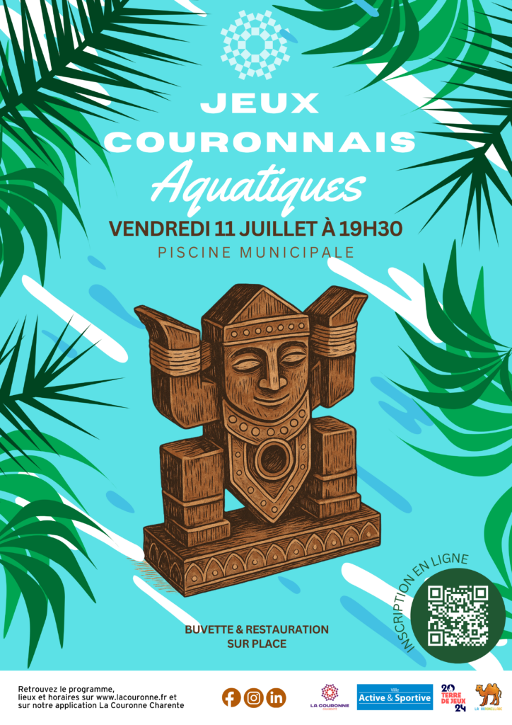 Affiche des jeux couronnais aquatiques le 11 juillet à 19h30 à la piscine municipale