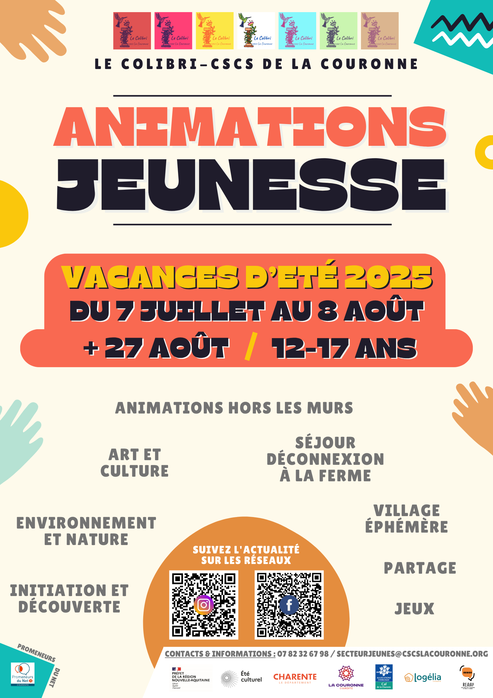 Animations jeunesse Été 2025 - Le Colibri -CSCS La Couronne