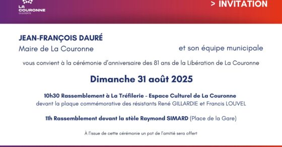 Invitation Commémoration des 81 ans de la libération de La Couronne - 2025 - 31 août