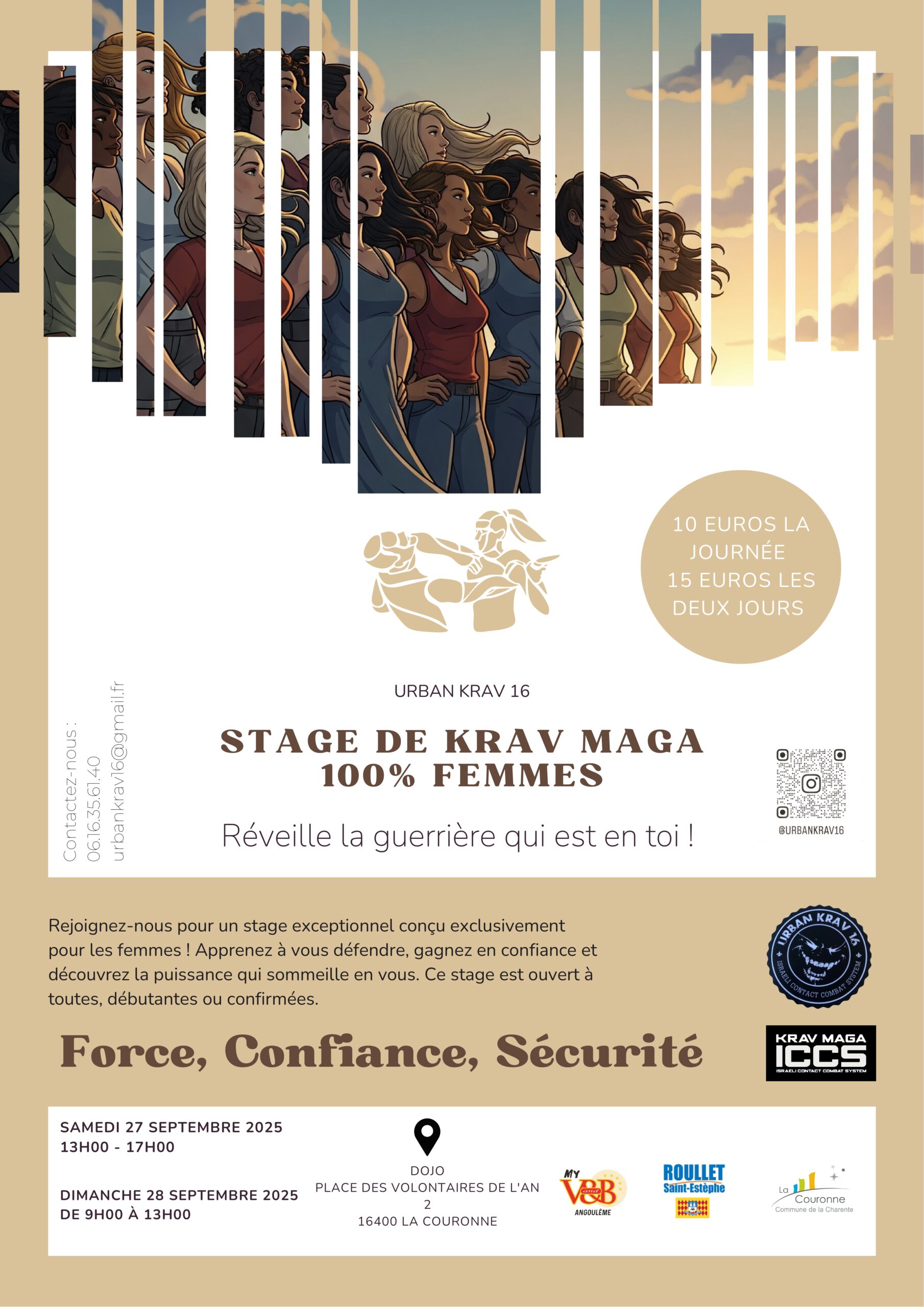 Affiche stage self défense femme septembre 2025