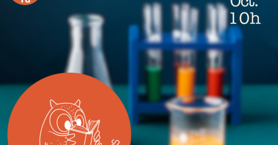 Affiche pour les Bébés lecteurs, sur le thème des sciences le 4 octobre 2025