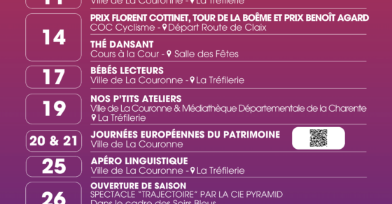 Ce mois-ci à La Couronne - Septembre 2025