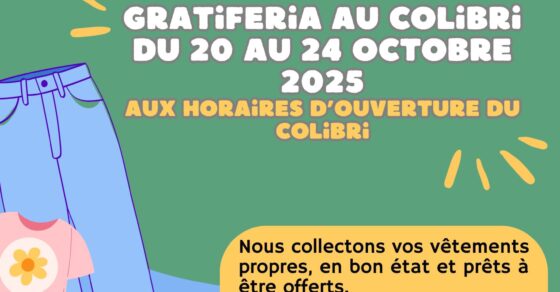 Affiche de la collecte solidaire du 20 au 24 octobre 2025 par Le Colibri - CSCS La Couronne