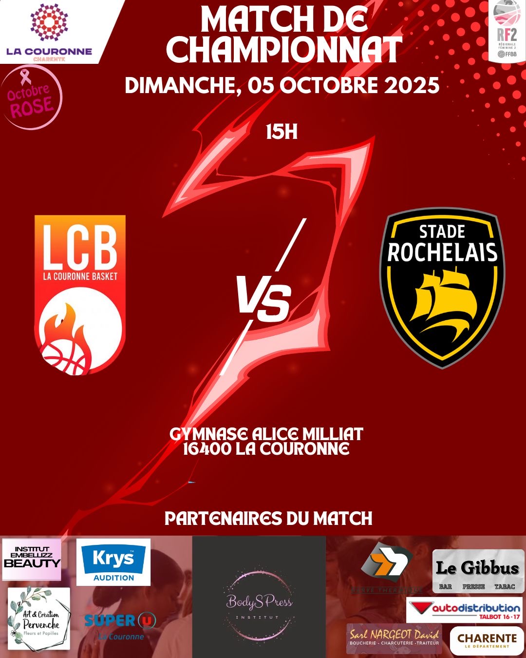 Match Championnat séniors - La Couronne Basket - Octobre 2025
