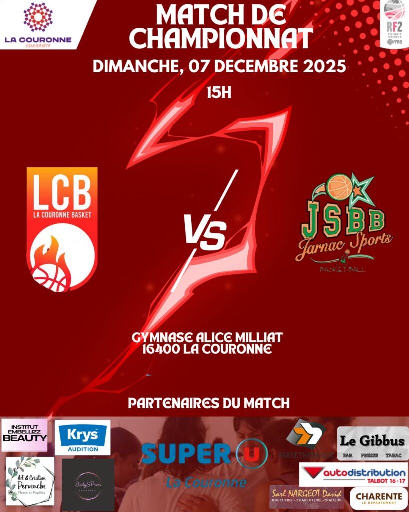 Match Championnat séniors - La Couronne Basket - Décembre 2025