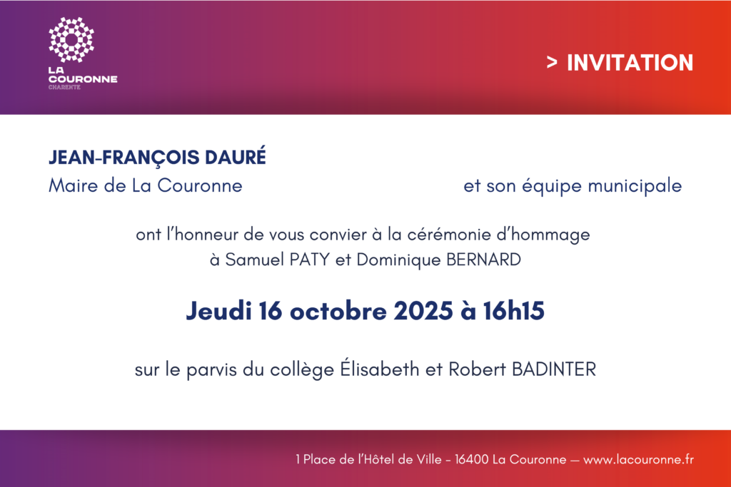 Invitation hommage à Samuel Paty et Dominique Bernard