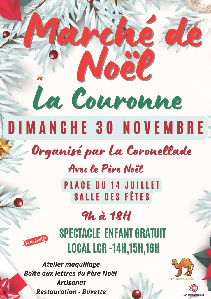 Affiche pour le marché de Noël organisé par La Coronellade