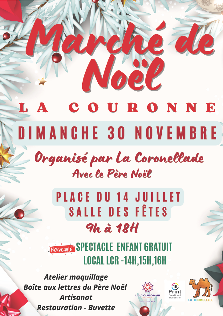 Affiche pour le marché de Noël organisé par La Coronellade