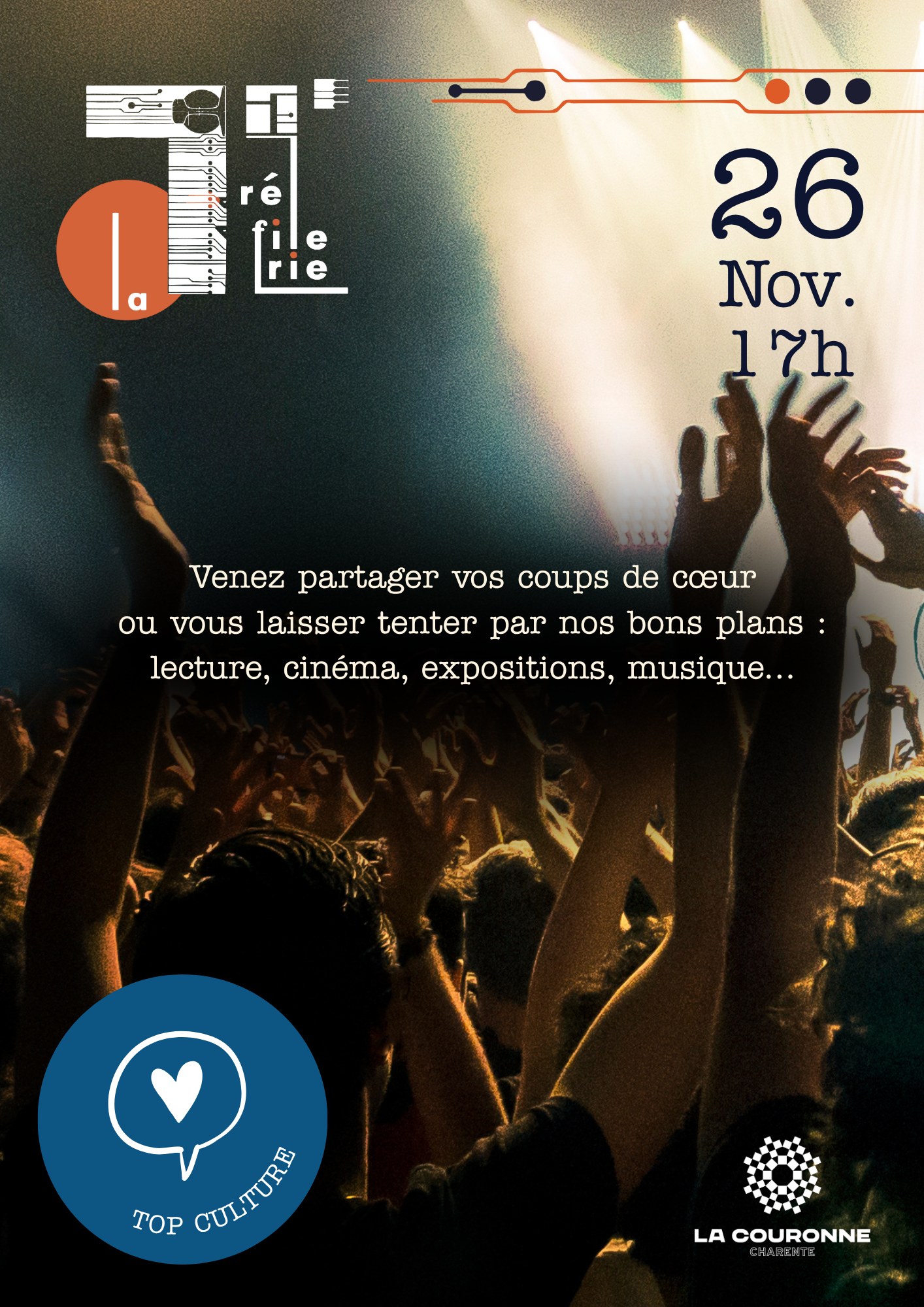 Affiche pour le Top culture du 26 novembre 2025 à 17h