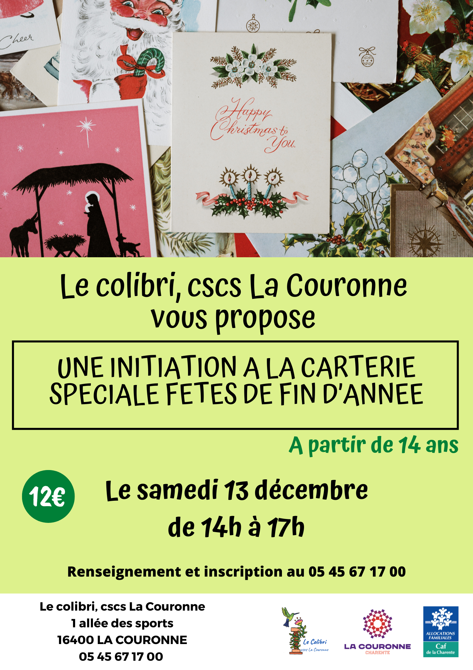 Affiche stage scrapbooking du colibri du samedi 13 décembre