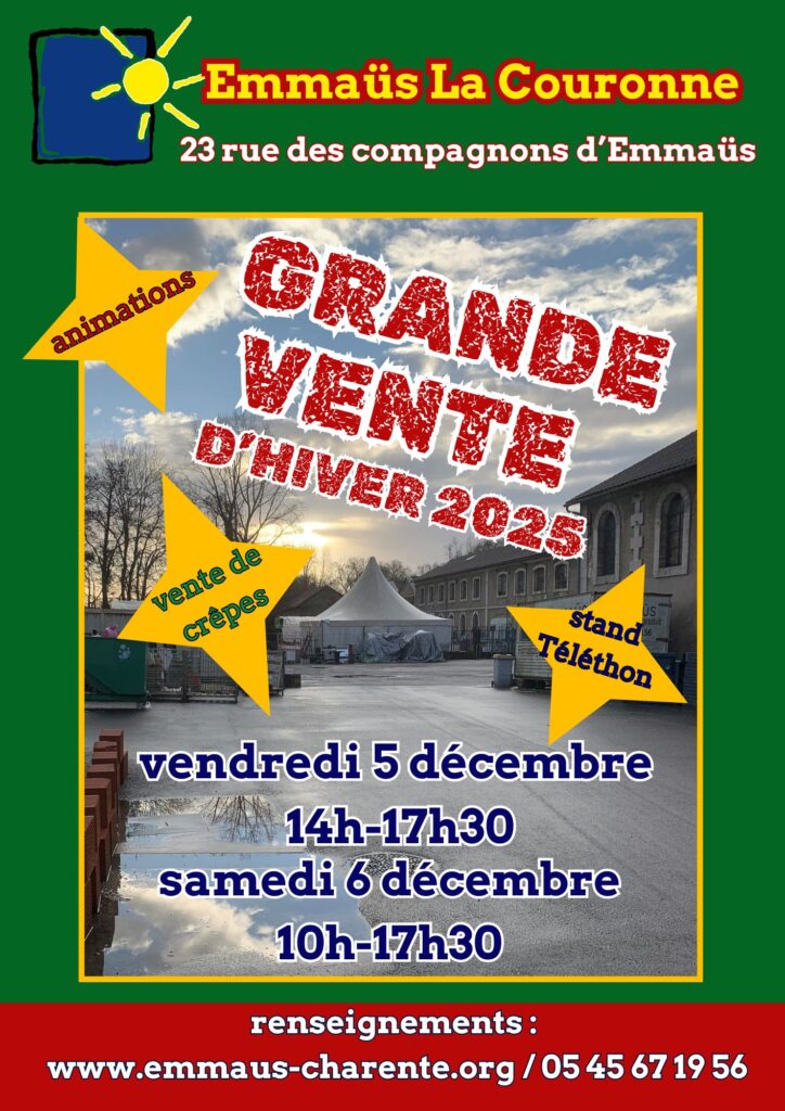 Affiche Grande vente d'hiver 2025 par Emmaüs