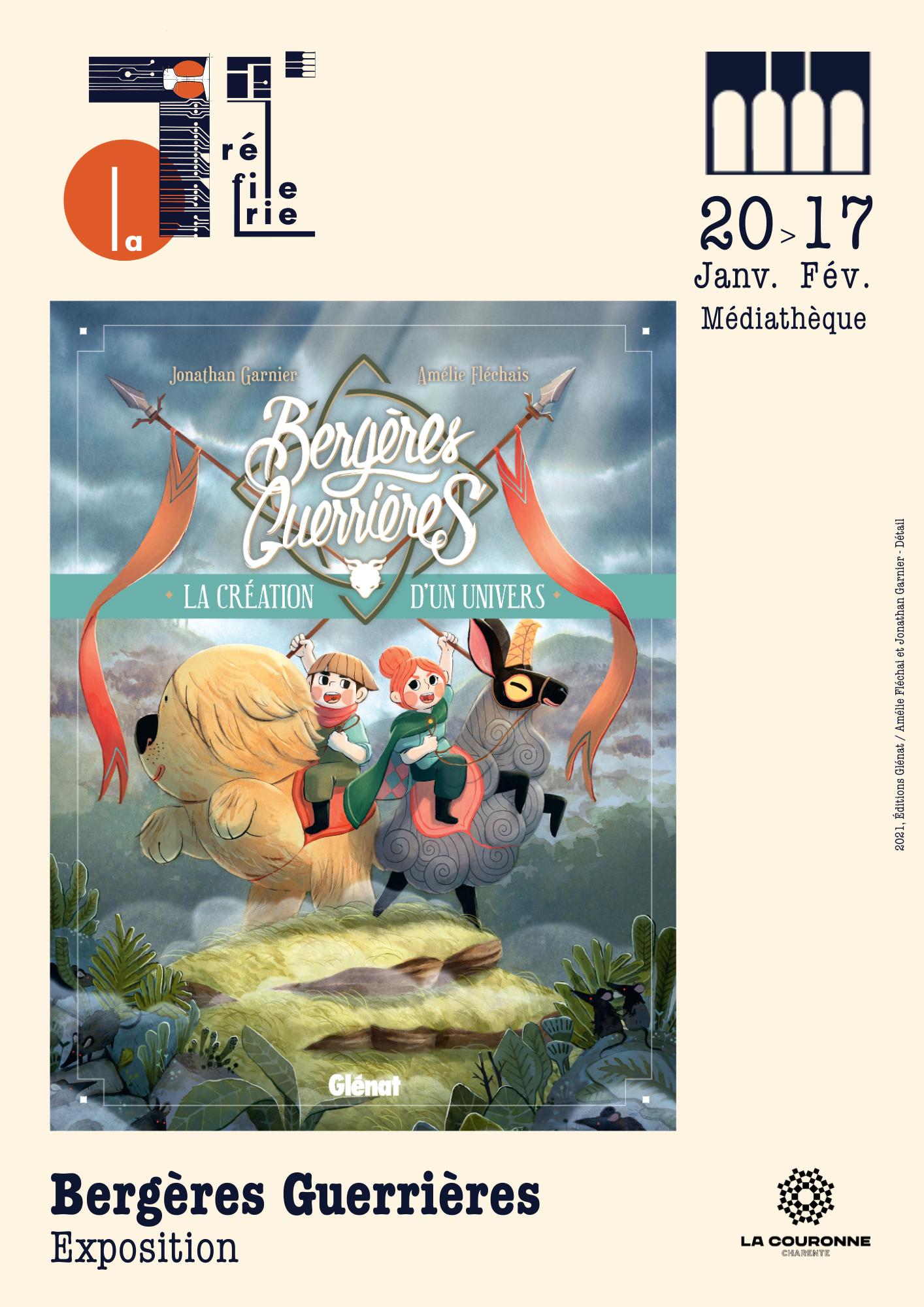 Bergères guerrières – Affiche A4 Affiche pour l'exposition : Bergères Guerrières, du 20 janvier au 11 février à la Médiathèque