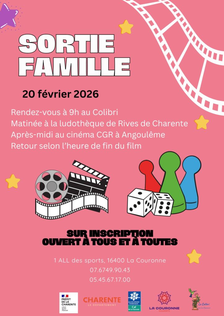 Affiche de l'animation "Sortie famille" proposé par le Colibri - CSCS