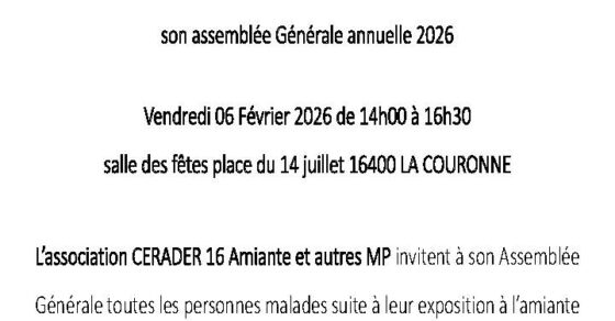 Assemblée Générale Annuelle 2026 – CERADER 16 Amiante et autres MP