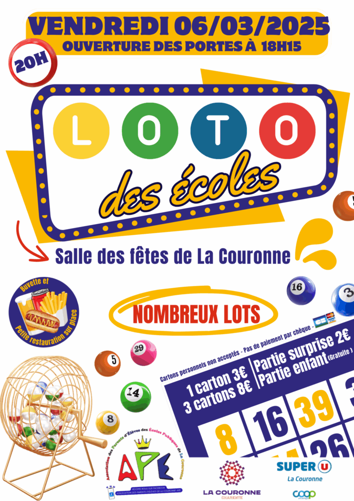 Affiche du loto par l'APE de La Couronne