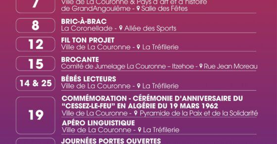 Ce mois-ci à La Couronne - Mars 2026