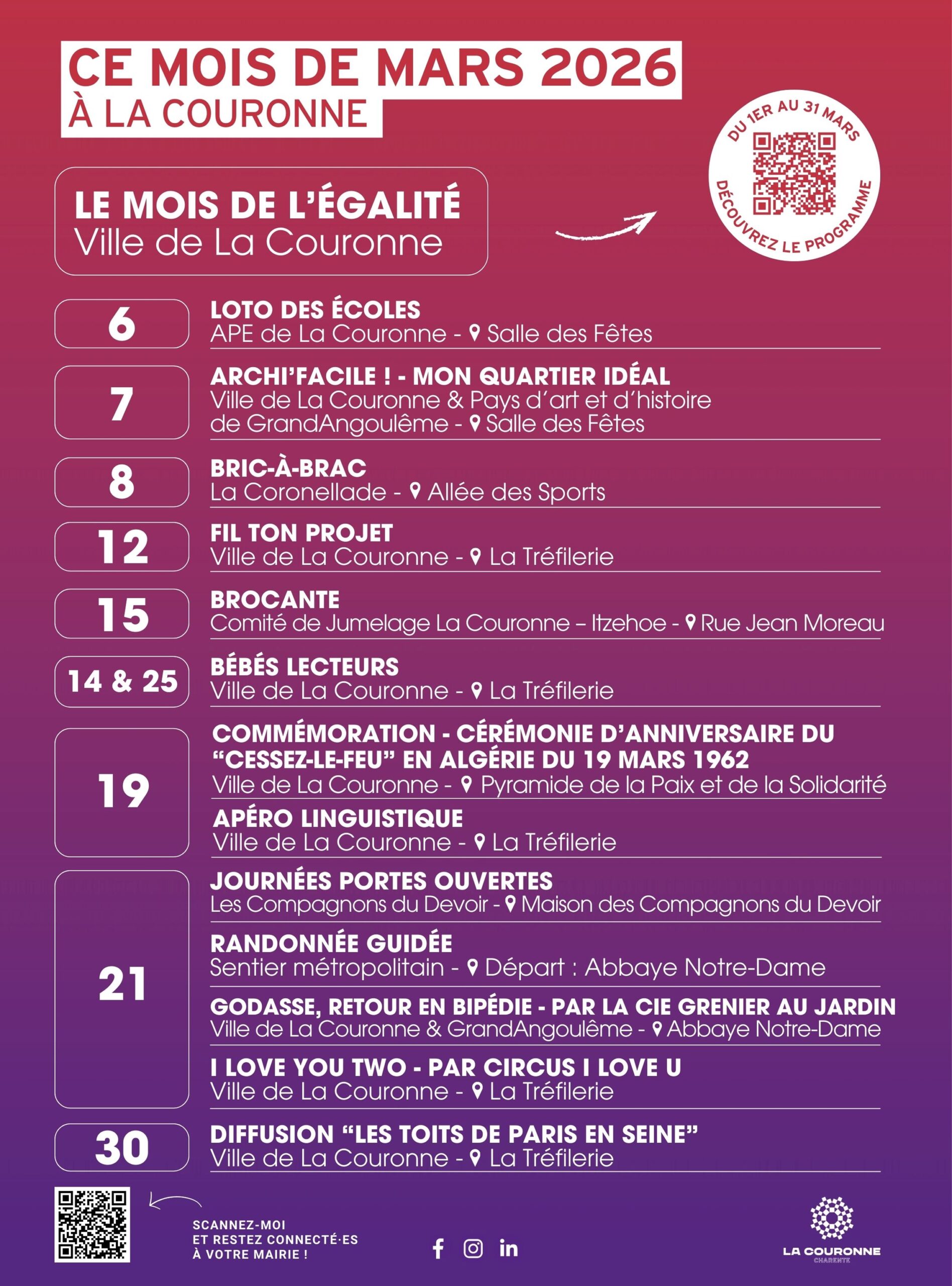 Ce mois-ci à La Couronne - Mars 2026