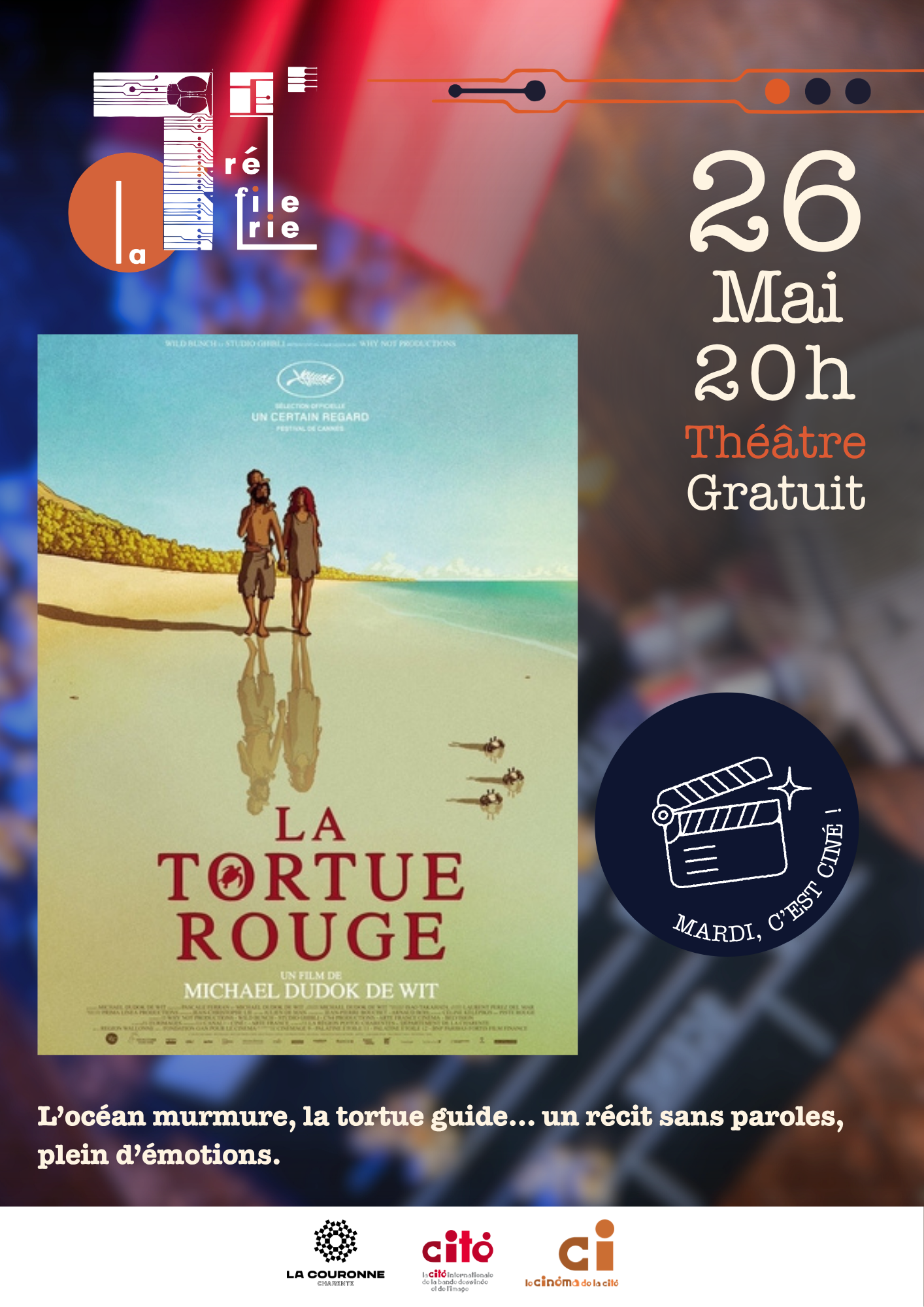 Affiche de la projection du film "La Tortue rouge" de Michaël Dudok de Wit