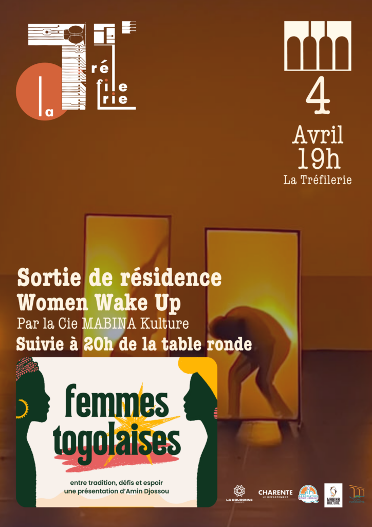 19h Sortie de résidence Women Wake Up Par la Cie MABINA Kulture - suivie à 20h de la conférence Femmes togolaises - 4 avril - La Tréfilerie