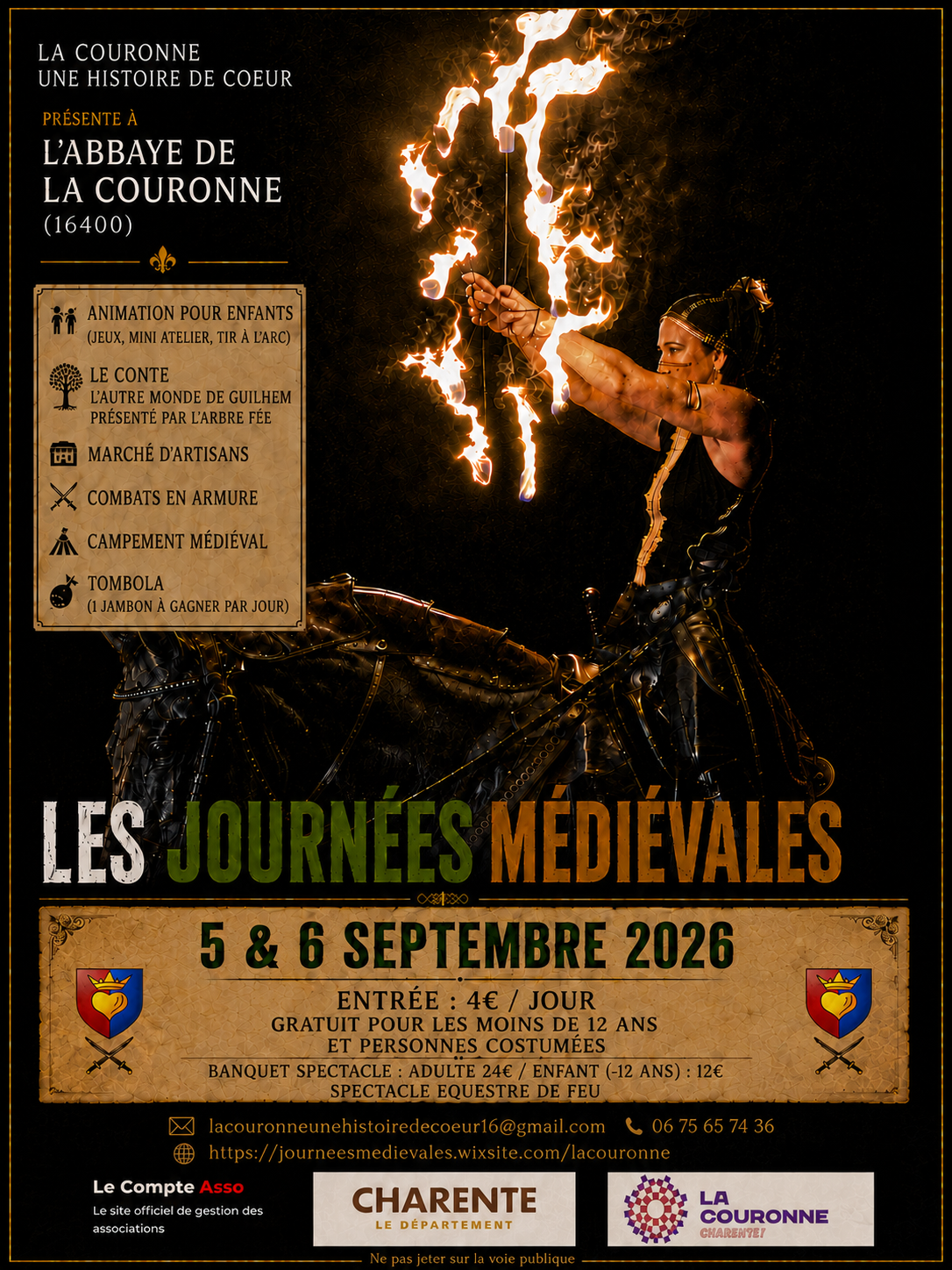 Affiches Les Médiévales organisées par La Couronne une histoire de coeur 2026 Affiches Les Médiévales organisées par La Couronne une histoire de coeur 2026