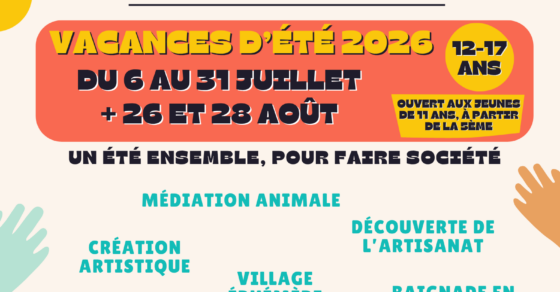 Affiche des animations jeunesse du Colibri pour les vacances d'été 2026 proposant des activités sportives, culturelles, créatives et de loisirs destinées aux jeunes de 12 à 17 ans.
