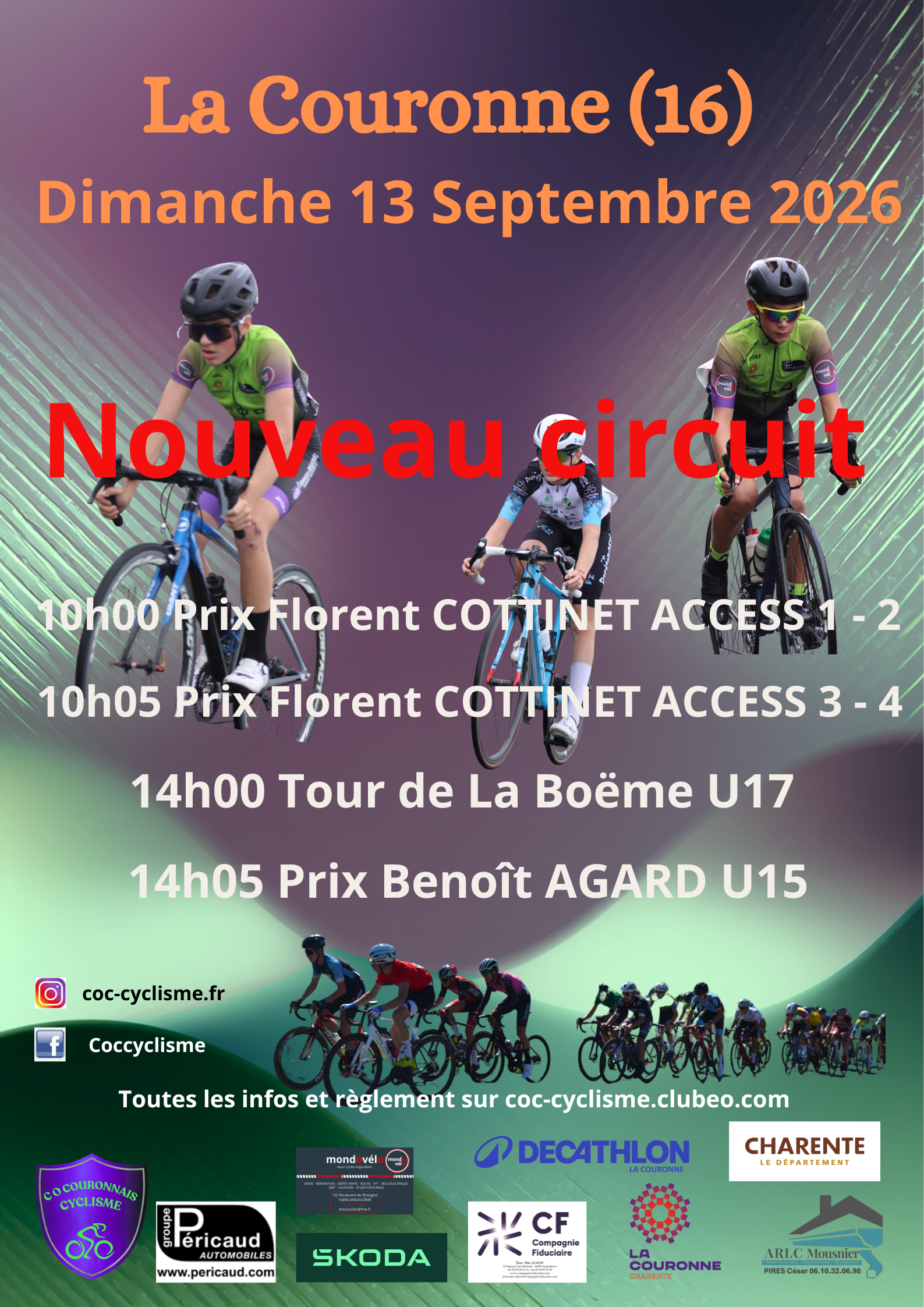 Affiche Course cycliste organisée par le COC Cyclisme le dimanche 13 septembre Affiche Course cycliste organisée par le COC Cyclisme le dimanche 13 septembre