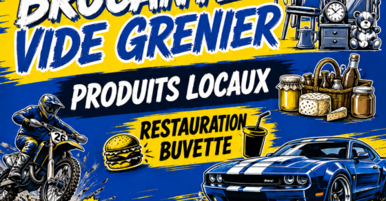 Affiche Brocante vide grenier 4 octobre 2026 association La Couronne Loisirs Moto