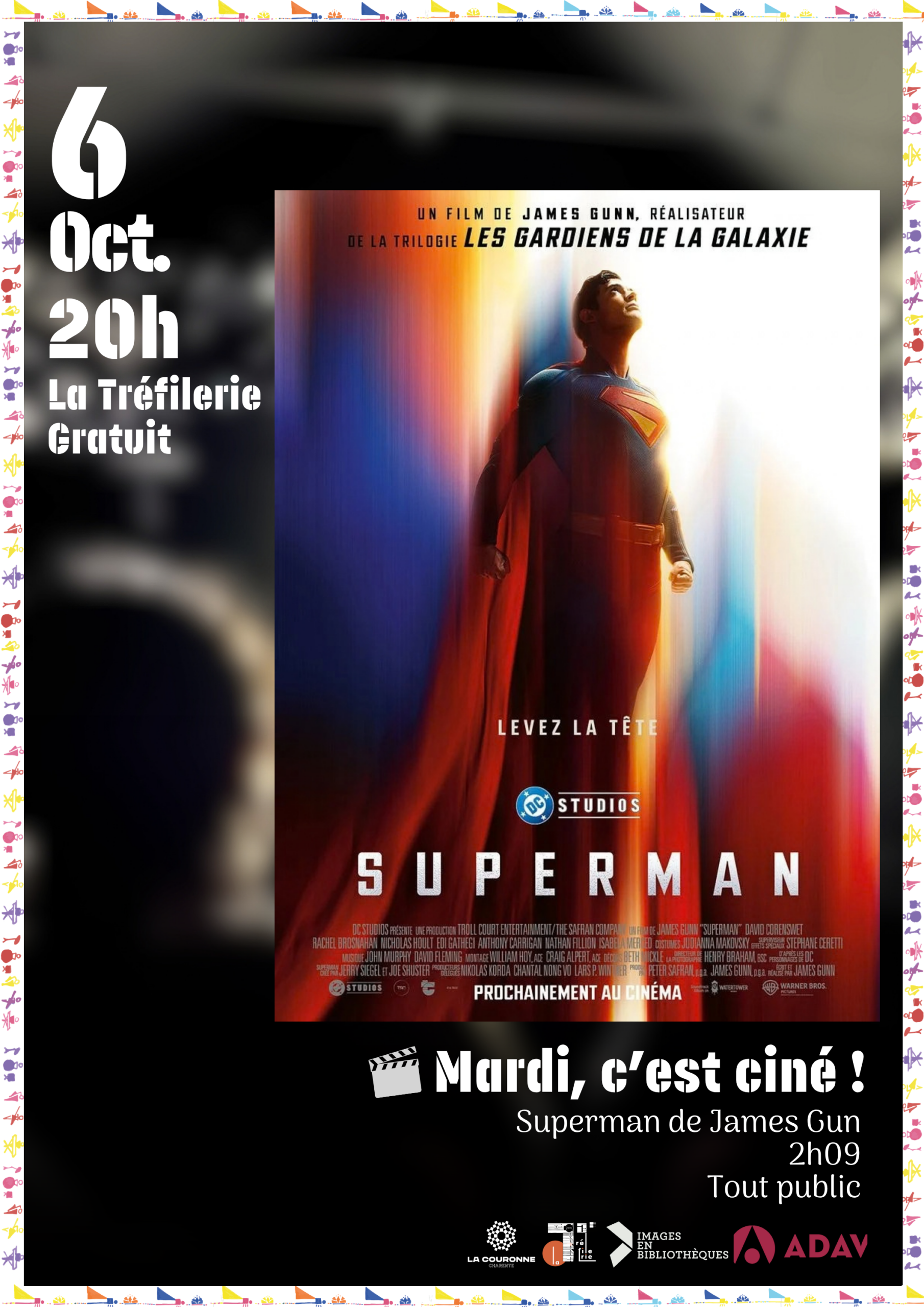 affiche Mardi, c’est ciné ! Projection du film Superman le Mardi 6 octobre affiche Mardi, c'est ciné ! Projection du film Superman le Mardi 6 octobre