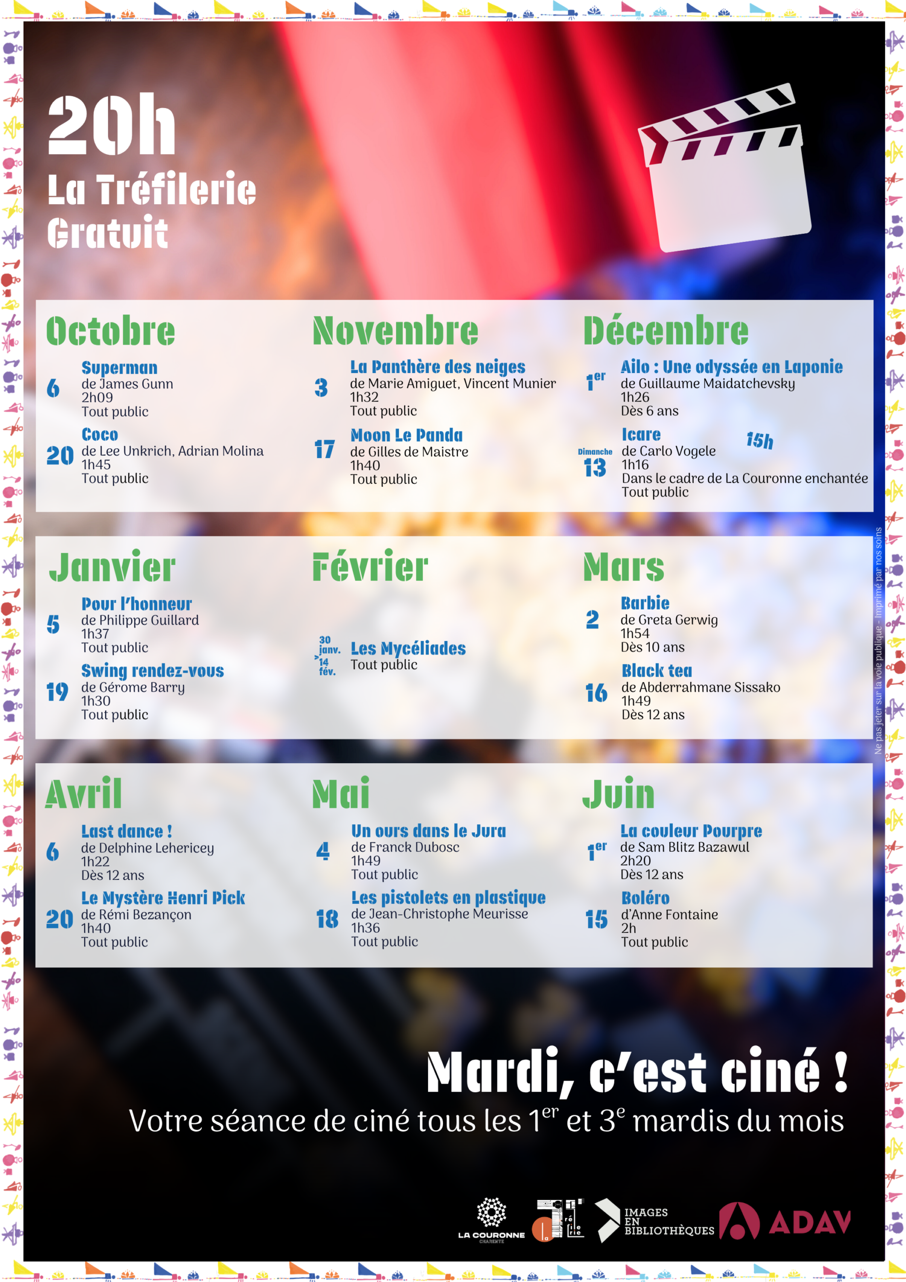 Affiche saison 2026/2027 des Mardi, c'est ciné !