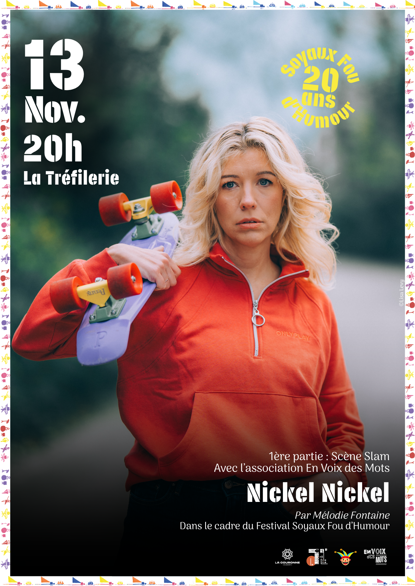 Affiche Soyaux fou d’humour 13 novembre 2026 SPectacle Nickel nickel » Mélodie Fontaine Affiche Soyaux fou d'humour 13 novembre 2026 SPectacle Nickel nickel" Mélodie Fontaine