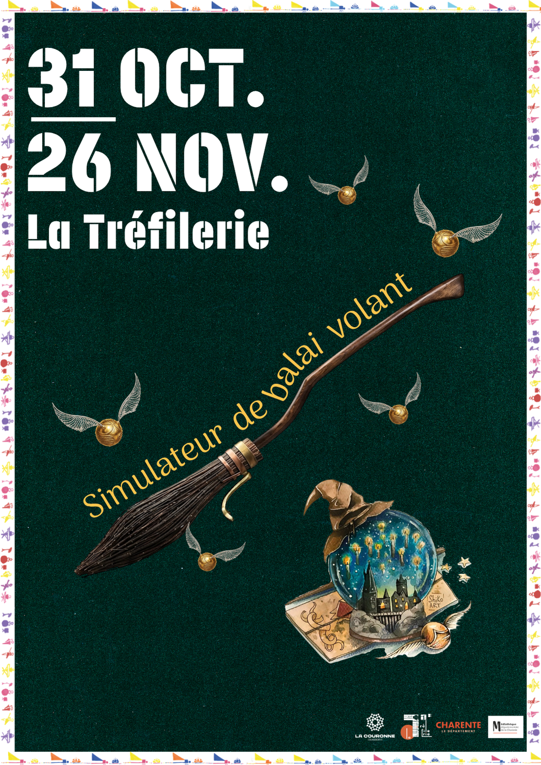Affiche du simulateur de balai volant à La Tréfilerie du 31 octobre au 26 novembre Affiche du simulateur de balai volant à La Tréfilerie du 31 octobre au 26 novembre
