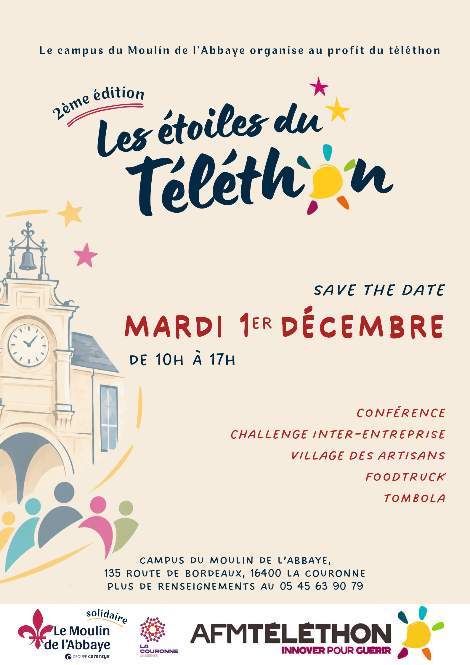Affiche Les étoiles du Téléthon par le campus du Moulin de l’Abbaye le mardi 1er décembre Affiche Les étoiles du Téléthon par le campus du Moulin de l’Abbaye le mardi 1er décembre