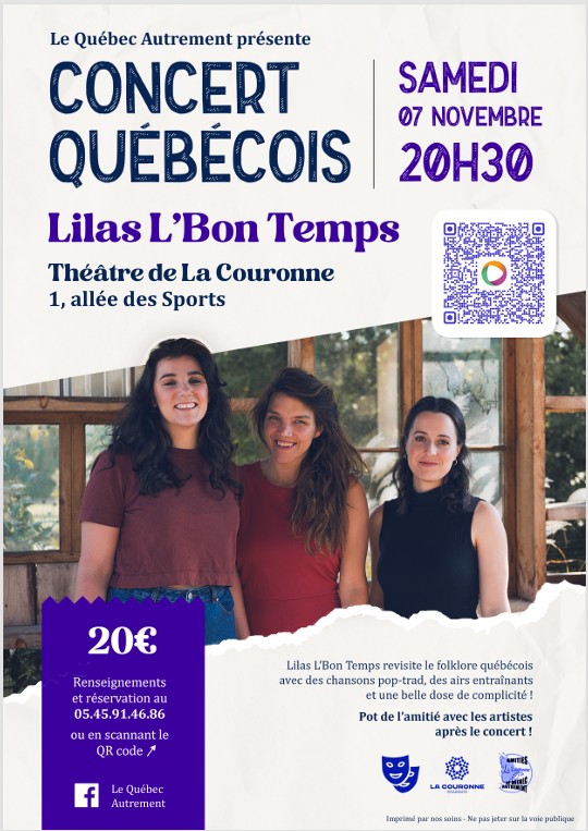 Affiche Concert québécois - Lilas L’Bon Temps le Samedi 7 novembre à 20h30 à La Tréfilerie