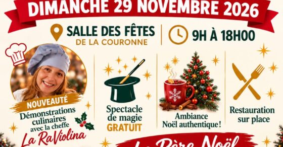 Affiche du marché de Noël de l'association La Coronellade le dimanche 29 novembre