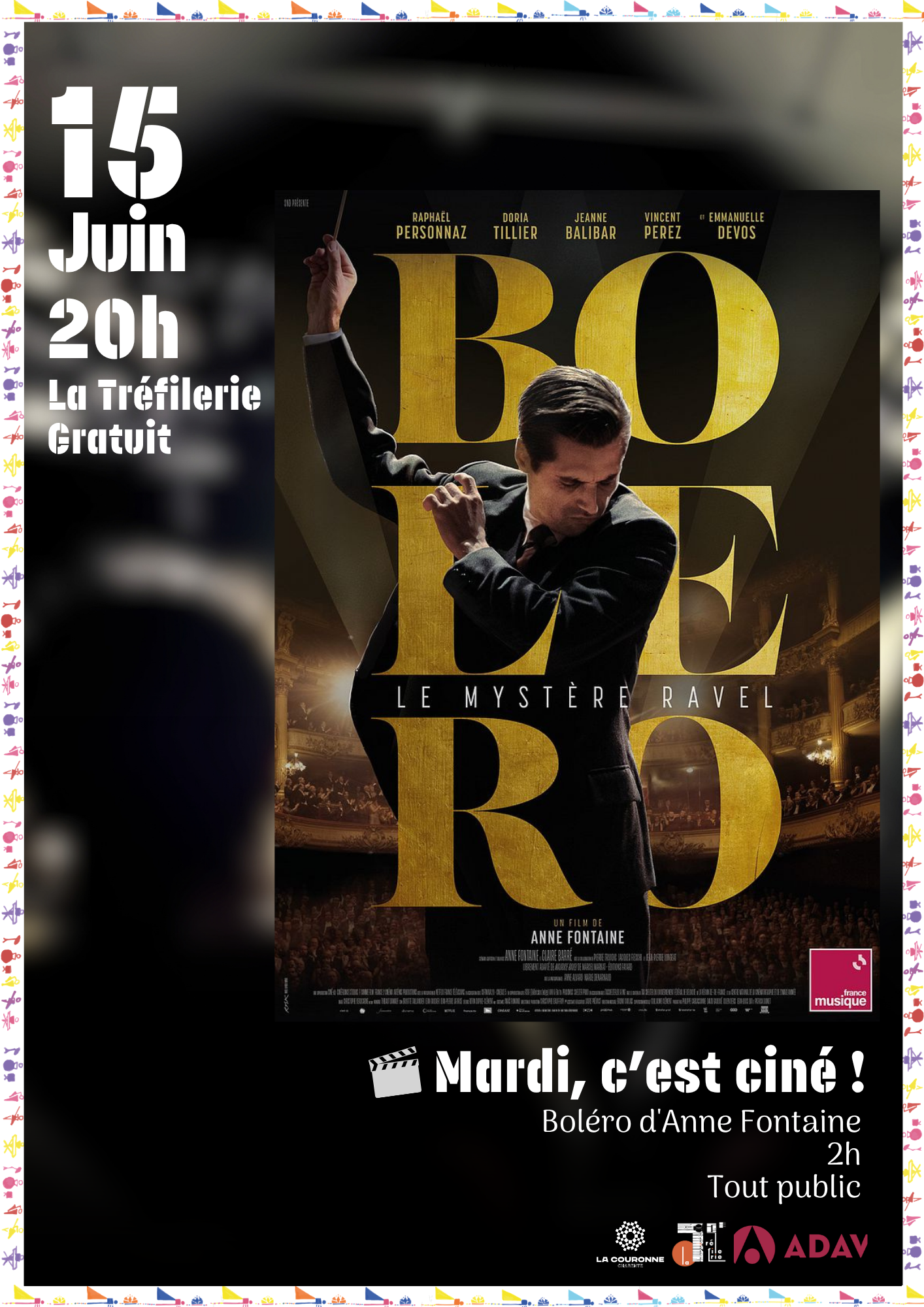 Affiche Mardi, c’est ciné ! Projection du film « Bolero » le Mardi 15 juin 2027 Affiche Mardi, c'est ciné ! Projection du film "Bolero" le Mardi 15 juin 2027