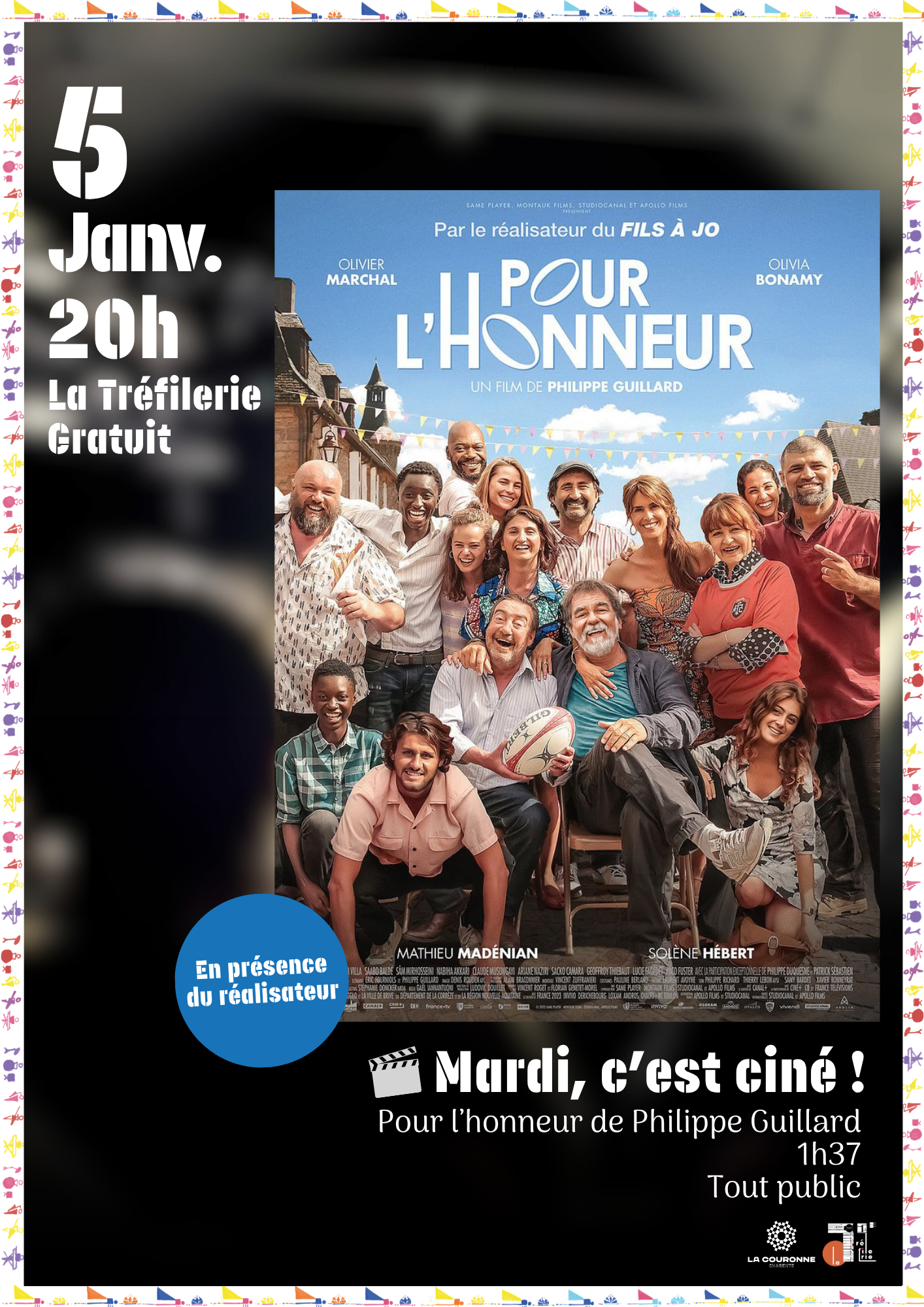 Affiche Mardi, c’est ciné ! Projection du film « Pour l’honneur » le Mardi 5 janvier 2027 Affiche Mardi, c'est ciné ! Projection du film "Pour l'honneur" le Mardi 5 janvier 2027